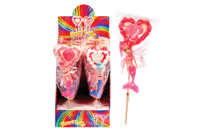 Mermaid Heart Rock Lolly, With Doll, In Display