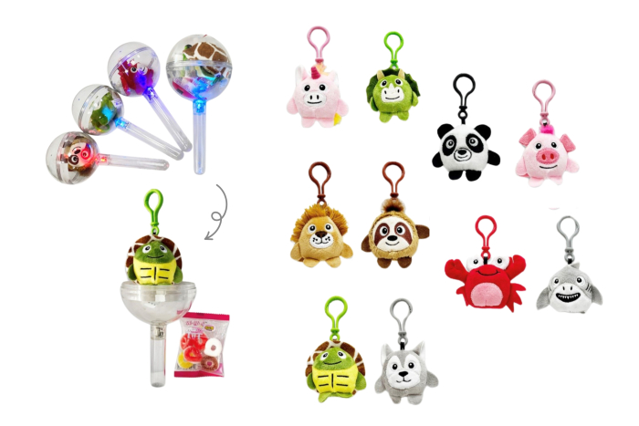 Soft Animal Keyring & Sweets Capsule 