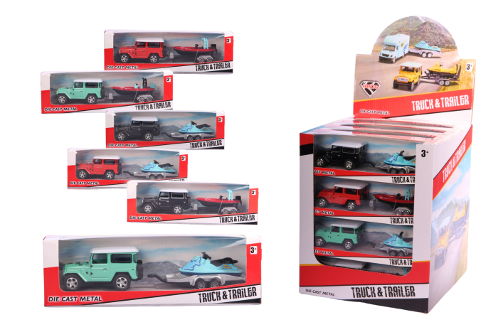 Truck with Speedboat/Jetski Assorted, In Display