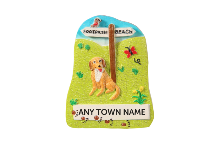 Dog & Signpost Magnet - Town Named