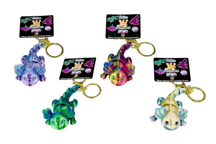 3D Printed Axolotl Keyring, Assorted
