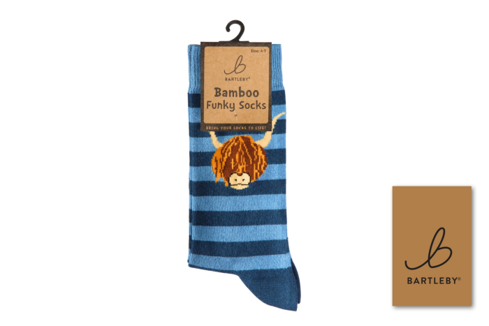 Ladies Funky Bamboo Socks - Striped Highland Cow