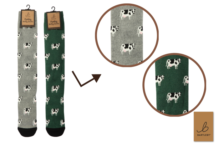 Mens Funky Welly Socks - Standing Cow