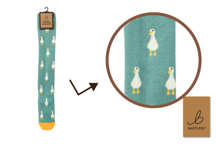 Funky Welly Socks - White Duck