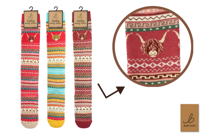 Funky Welly Socks - Nordic Highland Cow