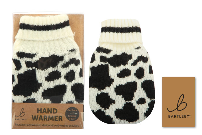 Knitted Hand Warmer - Cow Print
