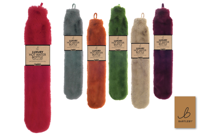 Long Hot Water Bottle, Luxury Fur