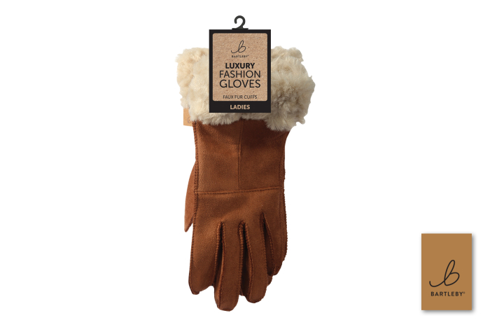 Ladies Luxury Fur Cuff Tan Gloves