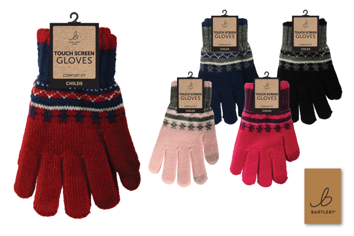 Childs Touchscreen Gloves, Patterned