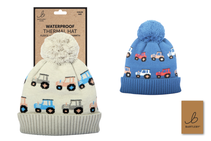 Childs Waterproof Bobble Hat, Tractor