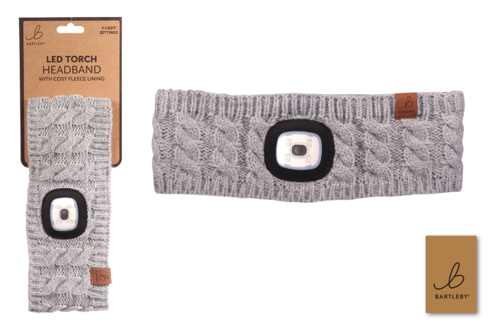 Ladies Fleece Headband with Light, Grey