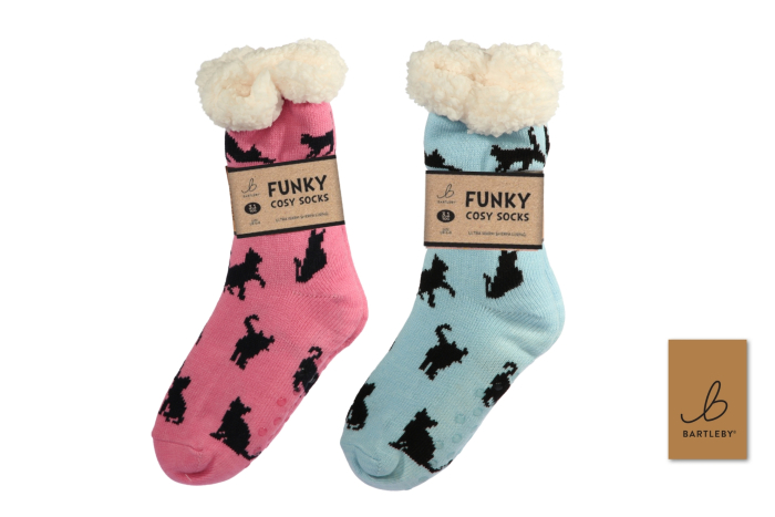 Ladies Sherpa Socks - Cat Silhouette