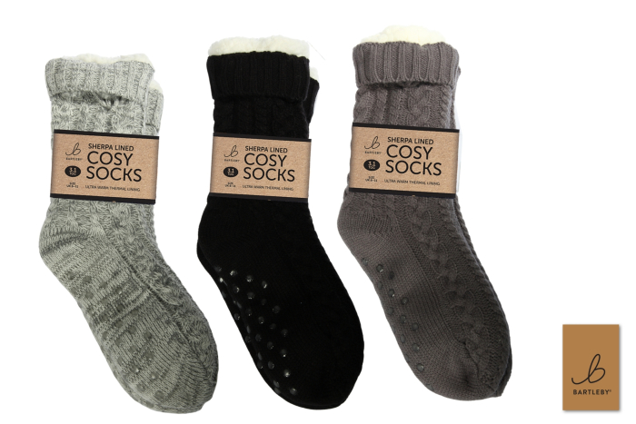 Mens Sherpa Socks - Cable Knit