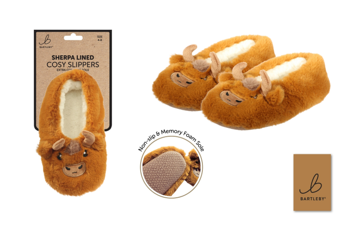 Sherpa Slippers, Highland Cow