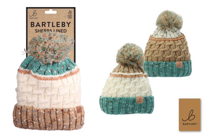Pastel Sherpa Lined Ladies Bobble Hat
