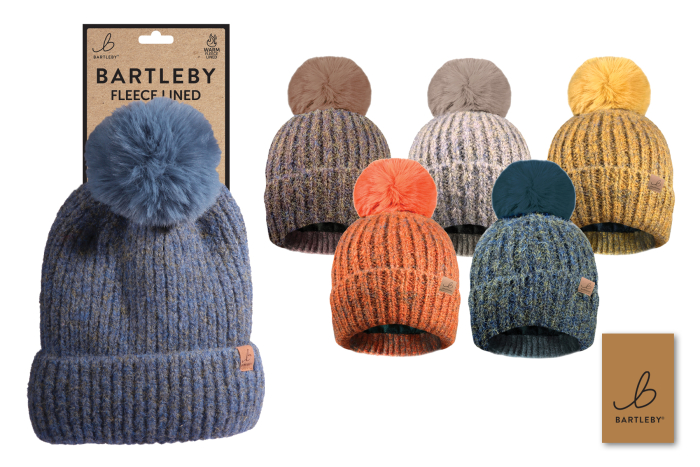 Ladies Brushed Yarn Bobble Hat