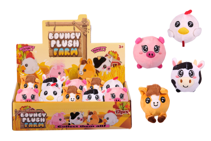Bouncy Plush Ball, Farm Animals - In Display