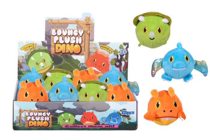 Bouncy Plush Ball, Dinosaurs - In Display