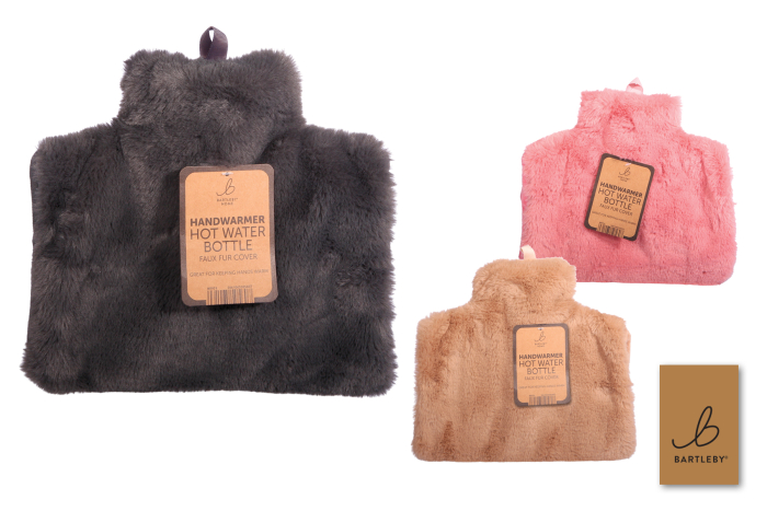 Hot Water Bottle Hand Warmer, Faux Fur