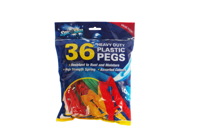 36 Clothes Pegs, Plastic