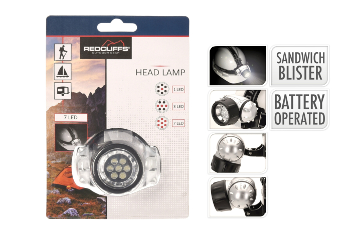 Head Torch - 7 LED, Carded