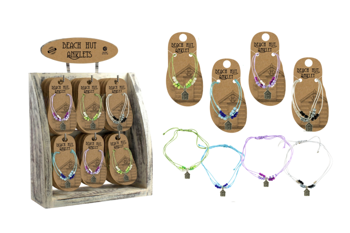 Beach Hut Charm Anklet, On Stand