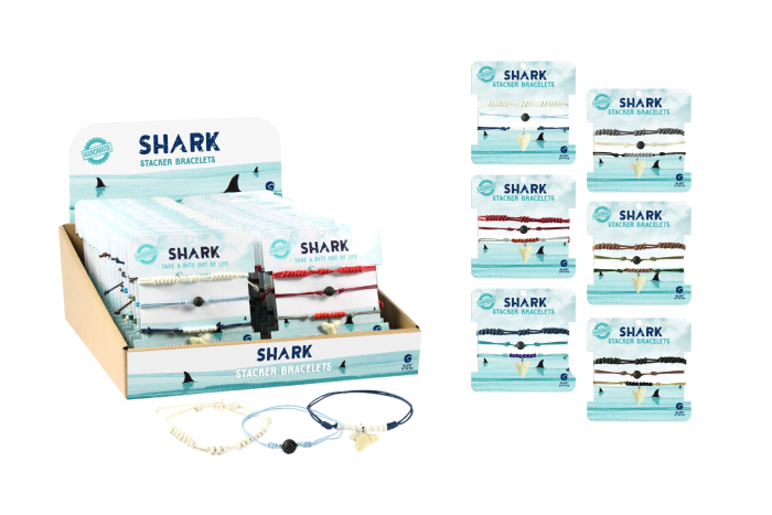 Shark Tooth Stacker Bracelets, In Display