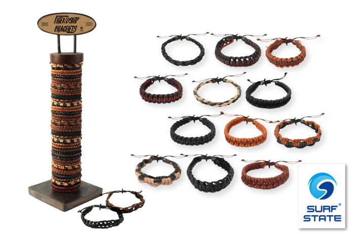 Woven Leather Bracelet, On Stand