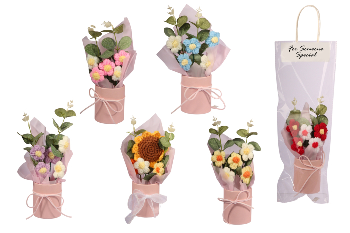 Knitted Flower Bouquet, In Gift Bag