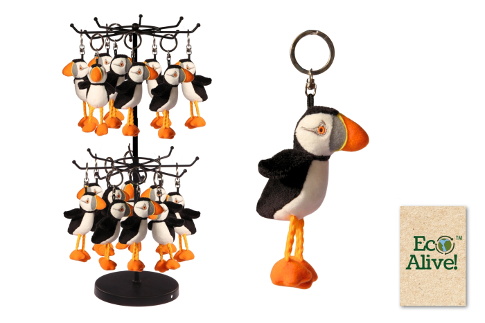 Soft Puffin Keyrings, On Stand, Eco Alive™