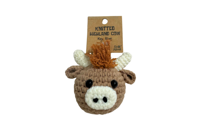 Knitted Highland Cow Keyring, Eco Alive™