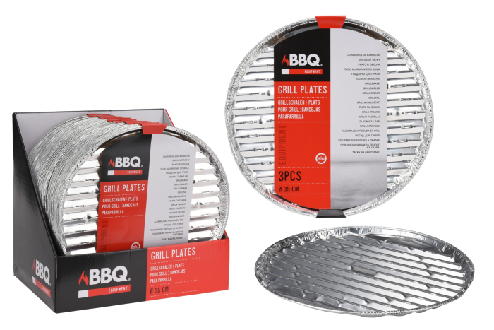 BBQ Grill Round Foil Trays, 3 Pack