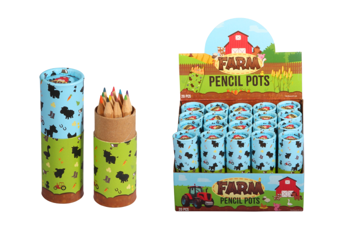 Farm Colour Pencils, 12 Short, In Display
