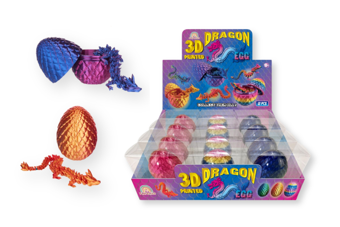 3D Printed Dragon in Egg, In Display