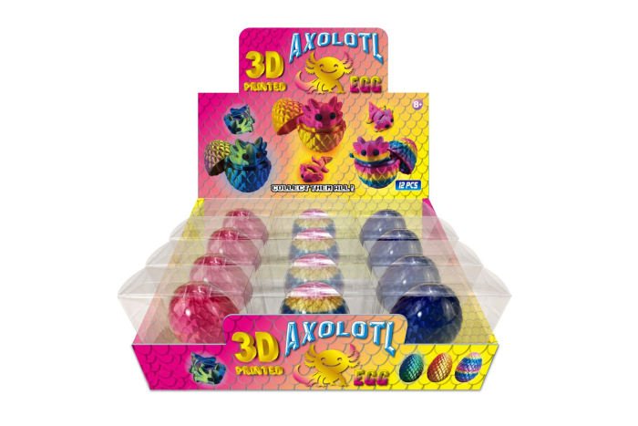 3D Printed Axolotl in Egg, In Display