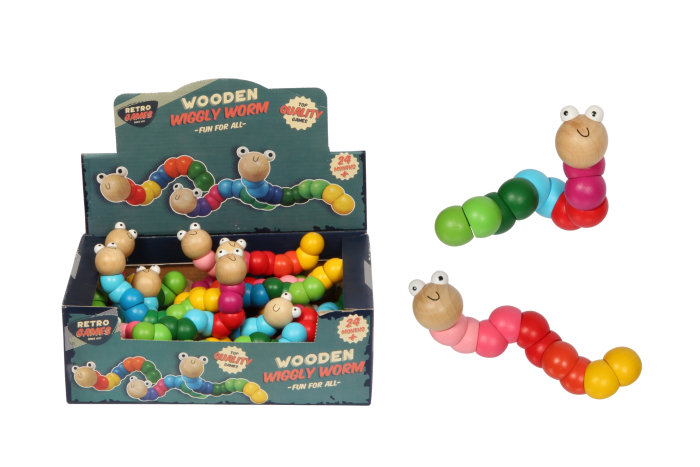 Wooden Bendy Worms, In Display