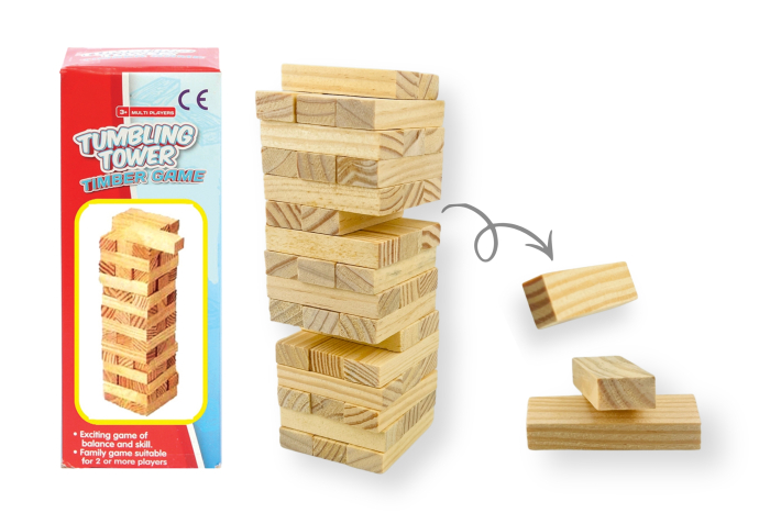 Wooden Tumbling Tower, Boxed