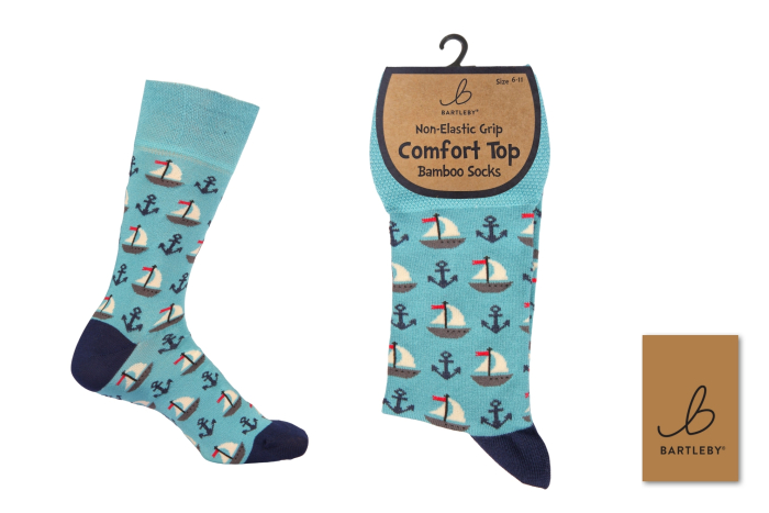 Mens Bamboo Comfort Top Socks - Sailing Yachts