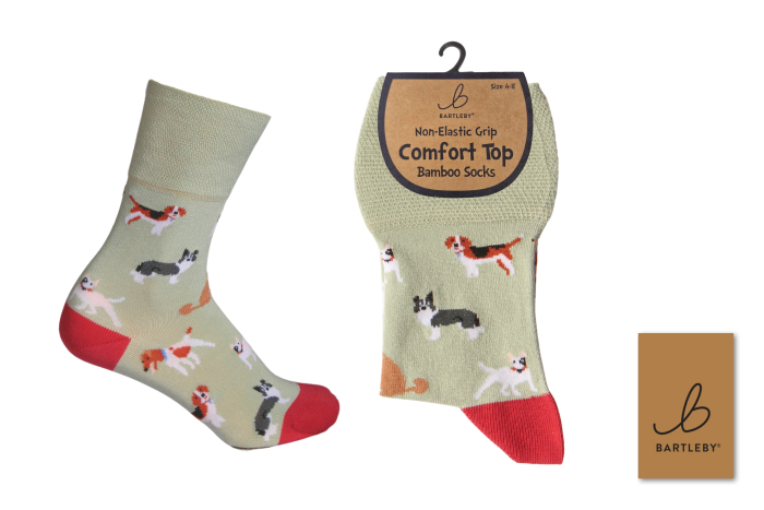 Ladies Bamboo Comfort Top Socks - Doggie Friends