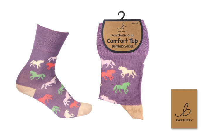 Ladies Bamboo Comfort Top Socks - Galloping Horses