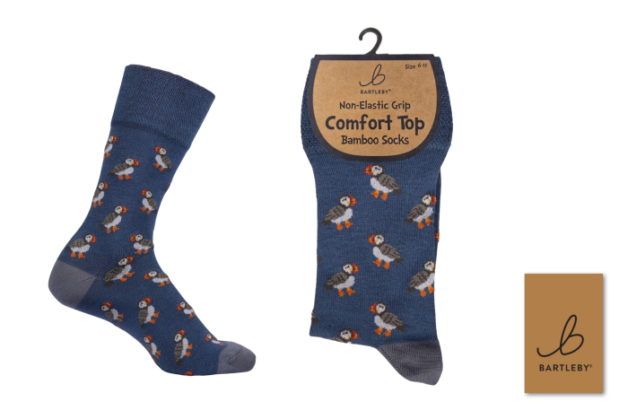 Mens Bamboo Comfort Top Socks - Puffy Puffin