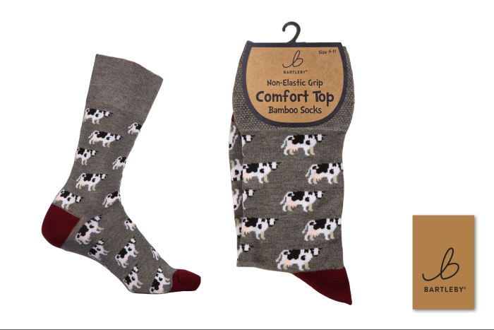 Mens Bamboo Comfort Top Socks - Friesian Cow