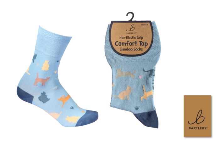 Ladies Bamboo Comfort Top Socks - Cat Silhouette