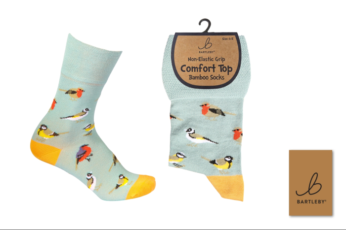 Ladies Bamboo Comfort Top Socks - Garden Birds