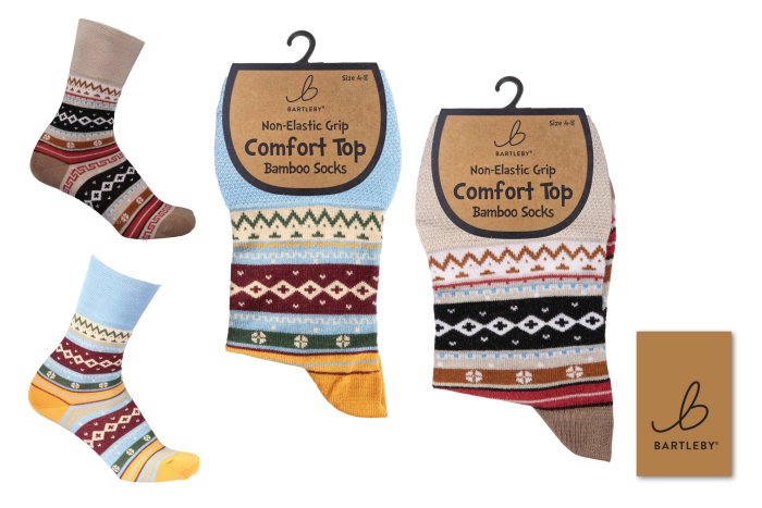 Ladies Bamboo Comfort Top Socks - Nordic Print