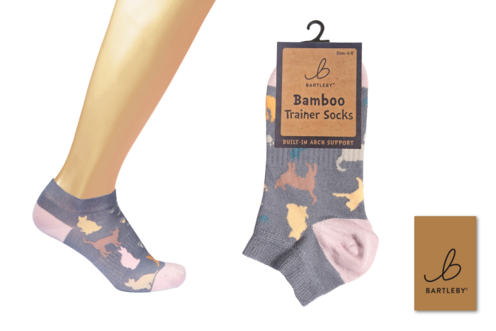 Ladies Bamboo Trainer Socks - Cat Silhouette