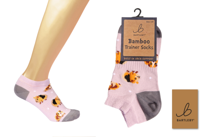 Ladies Bamboo Trainer Socks - Guinea Pig