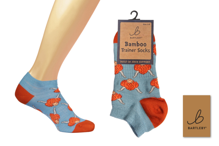 Ladies Bamboo Trainer Socks - Highland Cow
