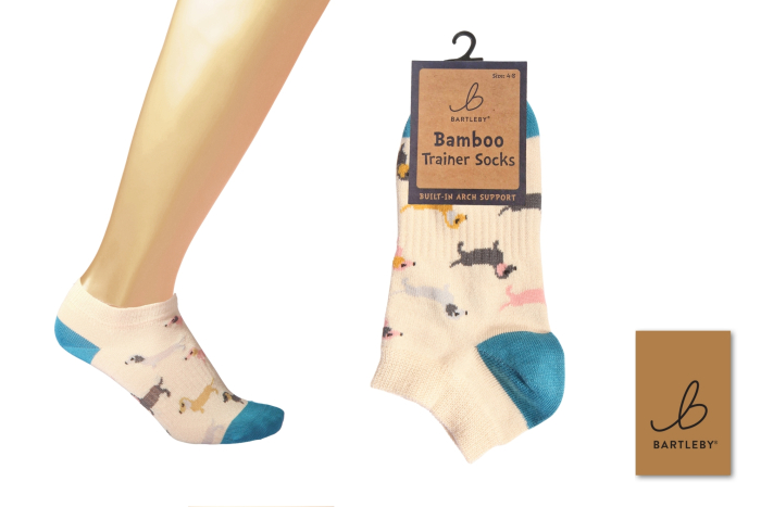 Ladies Bamboo Trainer Socks - Sausage Dog