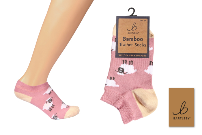 Ladies Bamboo Trainer Socks - Country Sheep